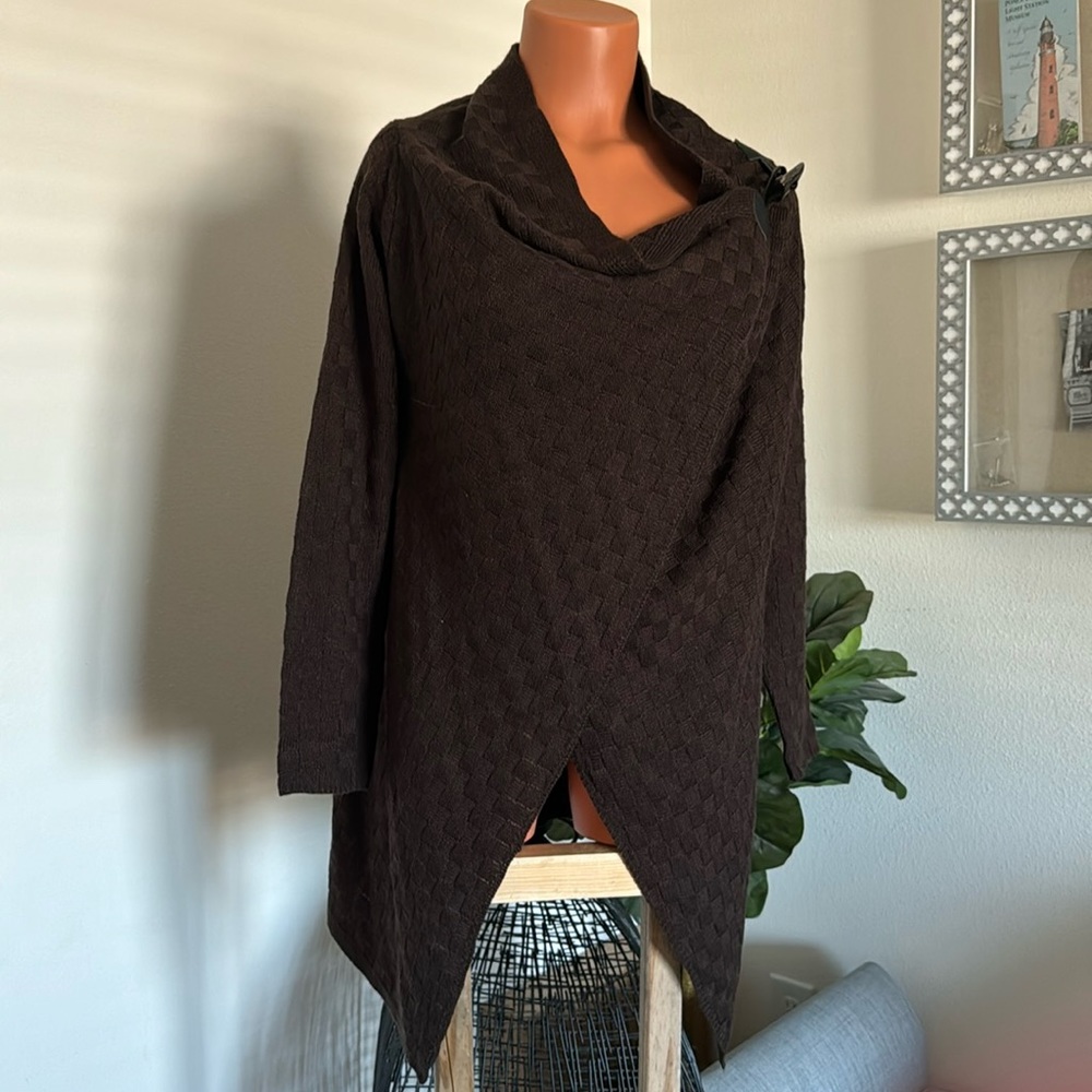 Venus Brown Basket Weave Wrap Cardigan